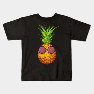 Pineapple Sunglasses Hawaiian Aloha Beach Painting Kids T-Shirt